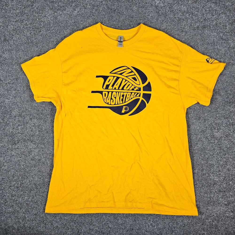 2024 Indiana Pacers NBA Playoff Basketball Graphic T-Shirt Yellow Mens XL